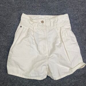 Bottega Veneta White Cotton Pleated High Waisted Shorts Made in Italy Size 40
